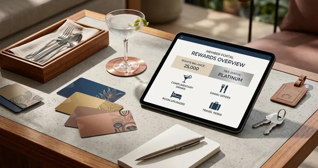 Illustration of an Australian resort loyalty membership sign-up and identity check