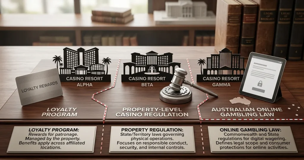 Illustration of Australian casino regulation, loyalty membership and state-based oversight